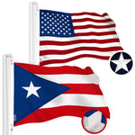 Load image into Gallery viewer, G128 Combo Pack: American USA Flag 2.5x4 Ft &amp; Puerto Rico Flag 2.5x4 Ft, Both Embroidered SPUN Polyester, Indoor/Outdoor, Brass Grommets