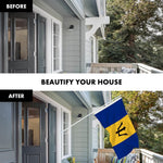 Load image into Gallery viewer, G128 Combo Pack: 6 Ft Tangle Free Aluminum Spinning Flagpole (White) &amp; Barbados Barbadian Flag 3x5 Ft, LiteWeave Pro Series Printed 150D Polyester  Pole with Flag Included