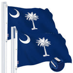 Load image into Gallery viewer, G128 2 Pack: South Carolina SC State Flag  5x8 Ft  StormFlyer Series Embroidered 220GSM Spun Polyester  Embroidered Design, Indoor/Outdoor, Brass Grommets, Heavy Duty, All Weather
