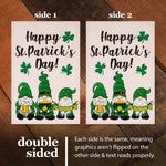 Load image into Gallery viewer, G128 Combo Pack: Garden Flag Stand Black 36 in x 16 in &amp; Garden Flag Happy St. Patrick's Day Decoration Decoration Three Leprechaun Gnomes 12x18 DoubleSided Burlap Fabric