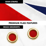 Load image into Gallery viewer, G128 Combo Pack: 6 Ft Tangle Free Aluminum Spinning Flagpole (Silver) &amp; United Kingdom UK Flag 3x5 Ft, ToughWeave Series Embroidered 300D Polyester  Pole with Flag Included