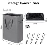 Load image into Gallery viewer, Slim Laundry Hamper With Handles Collapsible Laundry Basket Thin Dirty Clothes Basket Narrow Laundry Bag Foldable Dirty Cloth Hamper 45L (21 inchesGrey)

