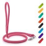 Load image into Gallery viewer, Rolled Leather Dog Leash 4 ft x 0.5 in All Sizes Pink