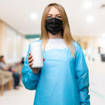 Load image into Gallery viewer, Disposable Isolation Gown X Large10 Pack Blue 2 Mil Polyethylene Disposable Gowns Medical Waterproof Isolation Gowns Disposable Medical Gowns with Elastic Wrists Double Back Ties