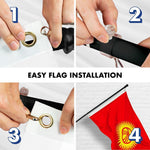 Load image into Gallery viewer, G128 Combo Pack: 6 Ft Tangle Free Spinning Flagpole (Black) &amp; Kyrgyzstan Flag 3x5 Ft Printed 150D Polyester, Brass Grommets (Flag Included) Aluminum Flag Pole