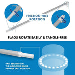 Load image into Gallery viewer, G128 Combo Pack: 6 Ft Tangle Free Spinning Flagpole (Silver) &amp; Malaysia Flag 3x5 Ft Printed 150D Polyester, Brass Grommets (Flag Included) Aluminum Flag Pole