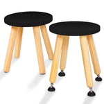 Load image into Gallery viewer, Wooden Step Stool for Kids and Toddlers – Set of 2 – Black – Extendable Legs Kids Chair – Sensory Table Seat – Children&#39;s Round Sitting Furniture with Leveling Feet and Anti Slip Pads
