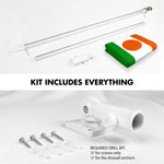Load image into Gallery viewer, G128 Combo Pack: 6 Ft Tangle Free Aluminum Spinning Flagpole (Silver) &amp; Niger Nigerien Flag  3x5 Ft LiteWeave Pro Series Printed 150D Polyester  Pole with Flag Included