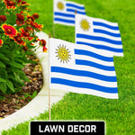 Load image into Gallery viewer, G128 24 Pack Handheld Uruguay Uruguayan Stick Flags  12x18 In  Printed 150D Polyester, Country Flag, Solid Wooden Stick, Spear Gold Tip