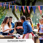 Load image into Gallery viewer, G128 American USA Pennant Banner  Flag 7 x 8 Inch, Full String 9.8 Feet  Printed 150D Polyester, Decorations For Bar, School, Festival Events Celebration (Total 10 PCS)