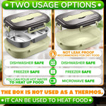 Load image into Gallery viewer, Stainless Steel Lunch Box for Hot Food – (48.5 oz) Stainless Steel Bento Box Adult with Phone Stand Spoon &amp; Chopstickss – 2 Compartment Hot Food Lunch Container with Durable Plastic &amp; Soft Rubber Lid