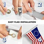 Load image into Gallery viewer, G128 Combo Pack: 6 Ft Tangle Free Aluminum Spinning Flagpole (Silver) &amp; Betsy Ross Flag 3x5 Ft, ToughWeave Series Embroidered 300D Polyester  Pole with Flag Included