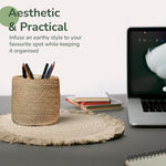 Load image into Gallery viewer, Jute Planter Basket Set of 2 Woven Jute Rope Covers for Decorating Indoor Outdoor Succulents Small Plant Pots Multi Purpose Storage Bins 6.5 Inches   Modern Style Décor  Brown