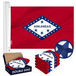 Load image into Gallery viewer, G128 5 Pack: Arkansas AR State Flag  3x5 Ft  Double ToughWeave Series Double Sided Embroidered 210D Polyester  Embroidered Design, Indoor/Outdoor, Brass Grommets, Heavy Duty, 2ply