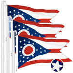 Load image into Gallery viewer, G128 3 Pack: Ohio OH State Flag  4x6 Ft  ToughWeave Series Embroidered 300D Polyester  Embroidered Design, Indoor/Outdoor, Brass Grommets