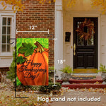 Load image into Gallery viewer, G128  Home Decorative Thanksgiving Garden Flag, Happy Thanksgiving Day Quote with Pumpkin Decorations,   12x18 Inch  Printed 150D Polyester  Rustic Holiday Seasonal Outdoor Flag