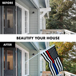 Load image into Gallery viewer, G128 Flag Pole 5 FT White Tangle Free &amp; Thin Blue &amp; Red Flag 2.5x4 FT Combo Embroidered Spun Polyester