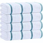 Load image into Gallery viewer, Cotton Pool Towels Oversized 30 x 60 Inch 4 Pack Ultra Absorbent and Low Lint Striped Beach Towels for Adults Stripes Design Luxury Extra Large Bath Towels Light Blue