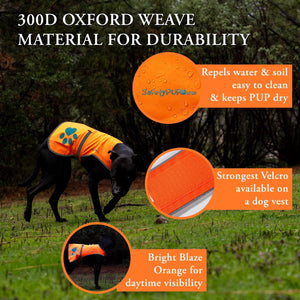 Reflective Dog Vest XL Size Orange Chest 42 In Neck 21.75 in Hi Visibility