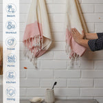 Load image into Gallery viewer, The Fine Living Co. Turkish Hand Towels Set of 2  100% Cotton Kitchen and Bathroom Hand Towels Decorative Hand Towels for Bath Guest Face Hair Tea Dishcloth 40”x18” (White &amp; red)
