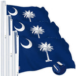Load image into Gallery viewer, G128 3 Pack: South Carolina SC State Flag  1x1.5 Ft  StormFlyer Series Embroidered 220GSM Spun Polyester  Embroidered Design, Indoor/Outdoor, Brass Grommets, Heavy Duty, All Weather