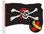 Load image into Gallery viewer, G128 Combo Pack: American USA Flag 2x3 Ft &amp; Pirate Jolly Roger Red Head Scarf Flag 2x3 Ft  Both ToughWeave Series Embroidered 300D Polyester, Embroidered Design, Indoor/Outdoor, Brass Grommets
