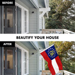 Load image into Gallery viewer, G128 Combo Pack: 6 Ft Tangle Free Spinning Flagpole (Silver) &amp; Georgia Flag 3x5 Ft Embroidered 220GSM Spun Polyester, Brass Grommets (Flag Included) Aluminum Flag Pole