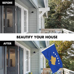 Load image into Gallery viewer, G128 Combo Pack: 6 Ft Tangle Free Spinning Flagpole (Silver) &amp; Kosovo Flag 3x5 Ft Printed 150D Polyester, Brass Grommets (Flag Included) Aluminum Flag Pole