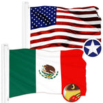 Load image into Gallery viewer, G128 Combo Pack: American USA Flag 2x3 Ft &amp; Mexico Mexican Flag 2x3 Ft  Both ToughWeave Series Embroidered 300D Polyester, Embroidered Design, Indoor/Outdoor, Brass Grommets