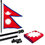Load image into Gallery viewer, G128 Combo Pack: 6 Ft Tangle Free Spinning Flagpole (Black) &amp; Nepal Flag 3x5 Ft Printed 150D Polyester, Brass Grommets (Flag Included) Aluminum Flag Pole