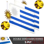 Load image into Gallery viewer, G128 Uruguay (Uruguayan) Flag  3x5 feet  Double Sided Embroidered 210D Indoor/Outdoor, Brass Grommets, Heavy Duty Polyester