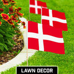 Load image into Gallery viewer, G128 24 Pack Handheld Denmark Danish Stick Flags  12x18 In  Printed 150D Polyester, Country Flag, Solid Wooden Stick, Spear Gold Tip