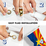 Load image into Gallery viewer, G128  6 Feet Tangle Free Spinning Flagpole (White) Arizona Double Sided Brass Grommets Embroidered 3x5 ft (Flag Included) Aluminum Flag Pole