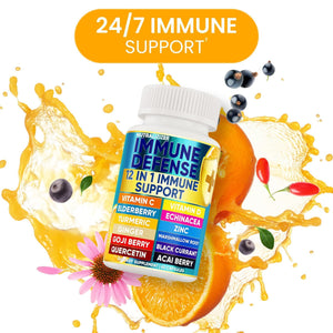 12 in 1 Premium Immune Defense Vitamins   Immune Supplement w  Vitamin D3 5000 IU Vitamin С 1000mg Zinс 50mg   Luxe Choice for Premium Immune Support   With Echinacea Elderberry and Ginger   120 Caps