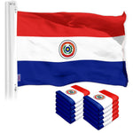 Load image into Gallery viewer, G128 10 Pack: Paraguay Paraguayan Flag  3x5 Ft  LiteWeave Pro Series Printed 150D Polyester  Country Flag, Vibrant Colors, Brass Grommets, Thicker and More Durable Than 100D 75D Poly