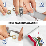 Load image into Gallery viewer, G128 Combo Pack: 6 Ft Tangle Free Aluminum Spinning Flagpole (Silver) &amp; California CA State Flag 3x5 Ft, LiteWeave Pro Series Printed 150D Polyester, 4 Corner Brass Grommets  Pole with Flag Included