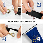 Load image into Gallery viewer, G128 Combo Pack: 6 Ft Tangle Free Spinning Flagpole (Black) &amp; Indiana Flag 3x5 Ft Embroidered 220GSM Spun Polyester, Brass Grommets (Flag Included) Aluminum Flag Pole