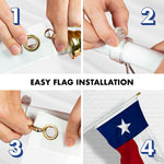 Load image into Gallery viewer, G128 Flag Pole 5 FT White Tangle Free &amp; Texas Flag 2x3 FT Combo Embroidered Spun Polyester