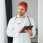 Load image into Gallery viewer, Red Bouffant Caps 21 Inch Pack of 100 Non Woven Hair Caps with Elastic Band Breathable Disposable Polypropylene Hats Unisex Protective Hair Covers for Food Service