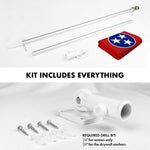 Load image into Gallery viewer, G128 Combo Pack: 5 Ft Tangle Free Spinning Flagpole (Silver) &amp; Tennessee Flag 2.5x4 Ft Embroidered 220GSM Spun Polyester, Brass Grommets (Flag Included) Aluminum Flag Pole
