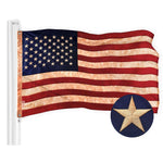 Load image into Gallery viewer, G128 Combo Pack: American USA TeaStained Flag 3x5 Ft &amp; Texas TeaStained Flag 3x5 Ft  Both ToughWeave Pro Series Embroidered 420D Polyester, Embroidered Design, Indoor/Outdoor, Brass Grommets