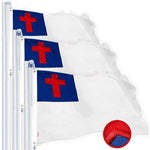 Load image into Gallery viewer, G128 3 Pack: Christian Flag  2.5x4 Ft  StormFlyer Series Embroidered 220GSM Spun Polyester  Religious Flag, Embroidered Design, Indoor/Outdoor, Brass Grommets, Heavy Duty, All Weather