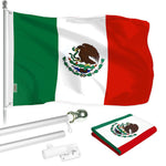 Load image into Gallery viewer, G128  6 Feet Tangle Free Spinning Flagpole (Silver) Mexico Brass Grommets Printed 3x5 ft (Flag Included) Aluminum Flag Pole
