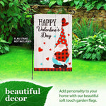 Load image into Gallery viewer, G128 Garden Flag Happy Valentine's Day Gnome Holding Plain Heart 12x18 Blockout Fabric