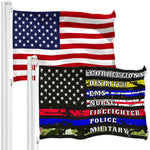 Load image into Gallery viewer, G128 Combo Pack: American USA Flag 3x5 Ft &amp; Thin Line First Responders American Flag 3x5 Ft  Both LiteWeave Pro Series Printed 150D Polyester, Brass Grommets