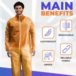 Load image into Gallery viewer, Orange Disposable Coveralls for Men Women 4X Large Pack of 5 Hazmat Suits Disposable Breathable PP PE 40 GSM Painters Coveralls Paint Suit with Open Wrists Ankles Front Zipper