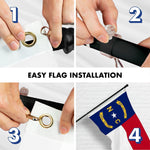 Load image into Gallery viewer, G128 Combo Pack: 5 Ft Tangle Free Spinning Flagpole (Black) &amp; North Carolina Flag 2.5x4 Ft Embroidered 220GSM Spun Polyester, Brass Grommets (Flag Included) Aluminum Flag Pole