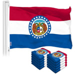 Load image into Gallery viewer, G128 10 Pack: Missouri MO State Flag  3x5 Ft  LiteWeave Pro Series Printed 150D Polyester  Indoor/Outdoor, Vibrant Colors, Brass Grommets, Thicker and More Durable Than 100D 75D Polyester