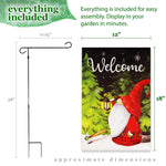 Load image into Gallery viewer, G128 Combo Pack: Garden Flag Stand Black 36 in x 16 in &amp; Garden Flag Winter Decoration Welcome Festive Gnome with Lantern 12x18 DoubleSided Blockout Fabric
