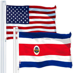 Load image into Gallery viewer, G128 Combo Pack: USA American Flag 3x5 Ft 150D Printed Stars &amp; Costa Rica (Costa Rican) Flag 3x5 Ft 150D Printed